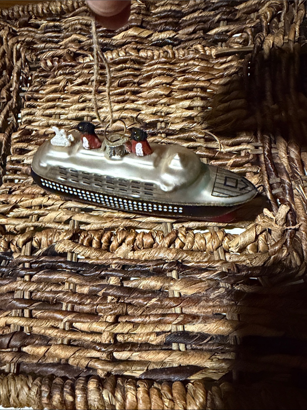 Pottery Barn Vintage Glass Cruise Ship Ornament BN